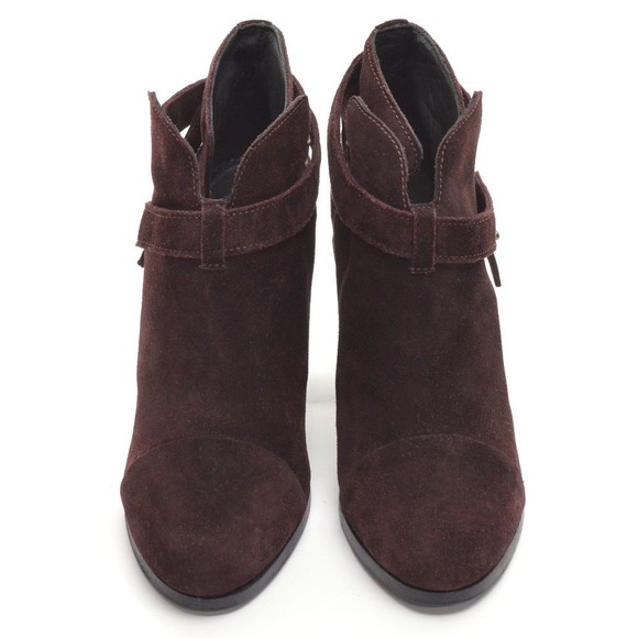rag & bone Harrow Burgundy Suede Strap Booties 40 / 10 - Picture 3 of 7